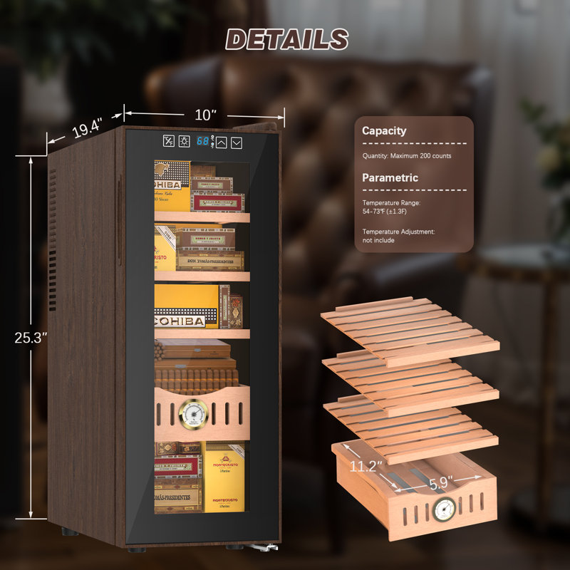 LINKEWODE 35L Electric Cigar Humidor with Cooling and Heating Function